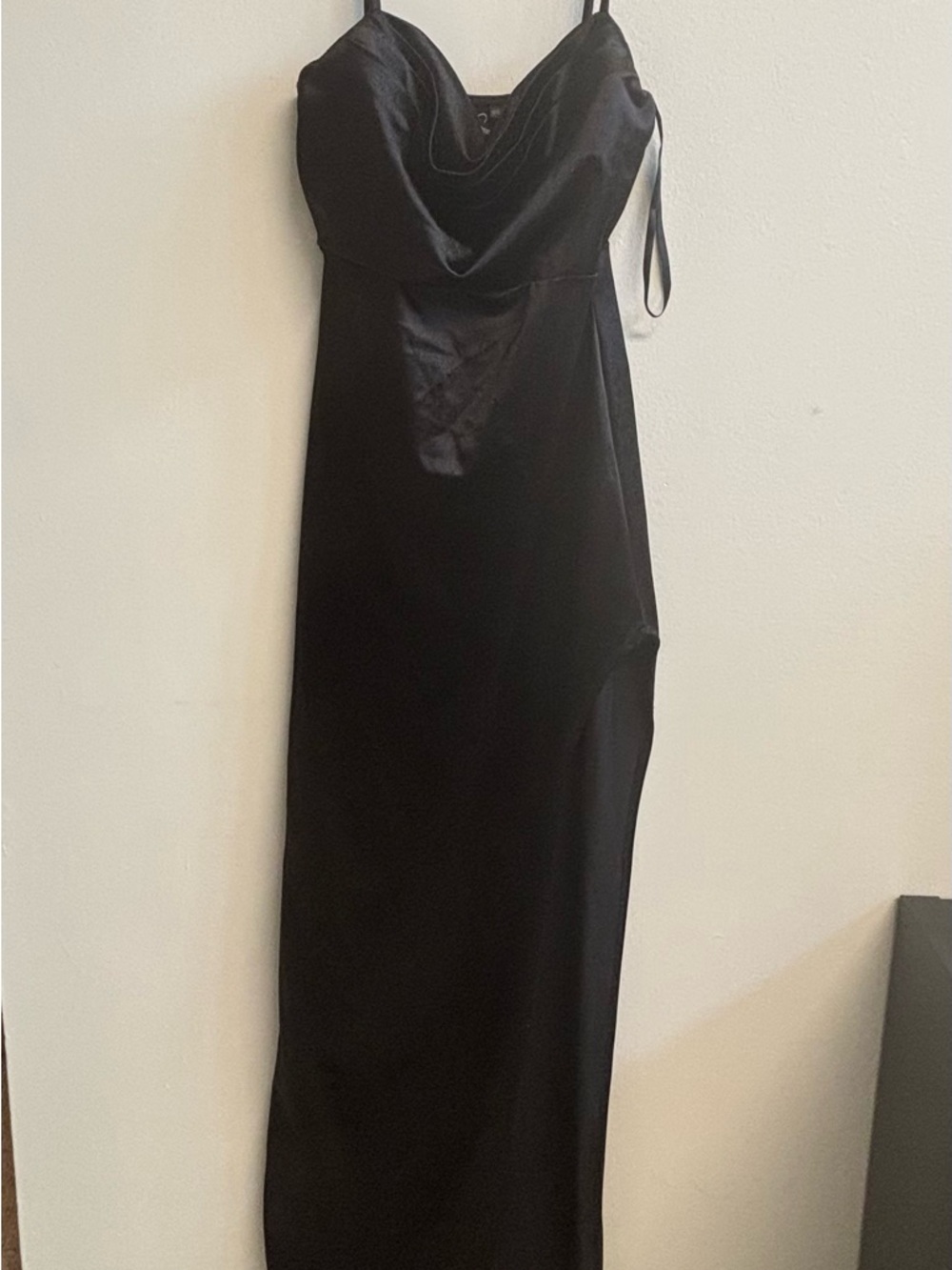 Windsor Black Satin Cowl Neck Maxi Dress